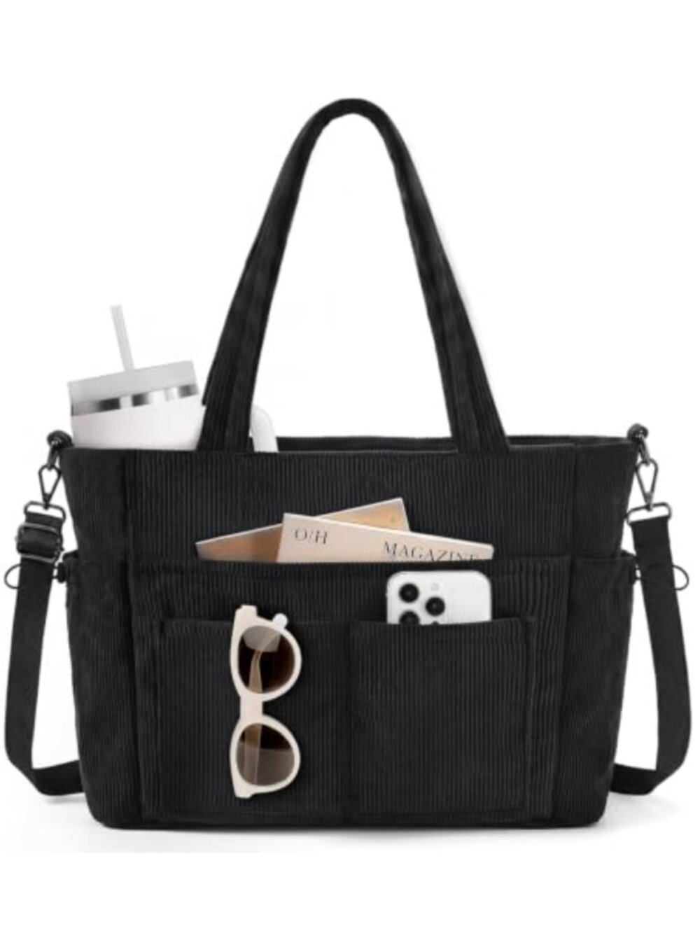 Corduroy Tote Bag Women Laptop Work Travel Purse Crossbody